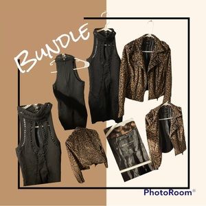 Beautiful Stretch Black Mini dress and Leopard Blazer worn once